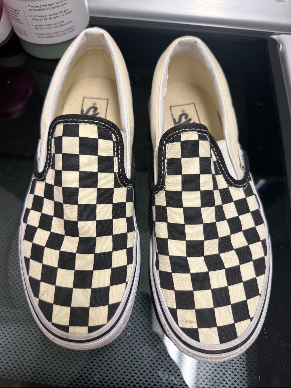 Vans Checkerboard Slip-On Sneakers Black & Cream - Picture 4 of 4